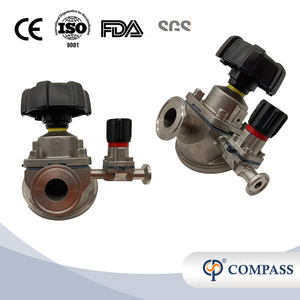 1/2 pulgada 12.7 mm de alta calidad Higiénica acero inoxidable SS316L SMS Cuesta SMS Tank Inft Bottom Diafragm Vavle con puerto de muestreo