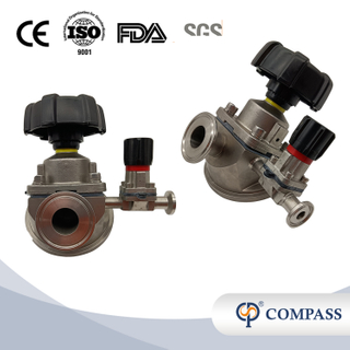 1/2 pulgada 12.7 mm de alta calidad Higiénica acero inoxidable SS316L SMS Cuesta SMS Tank Inft Bottom Diafragm Vavle con puerto de muestreo