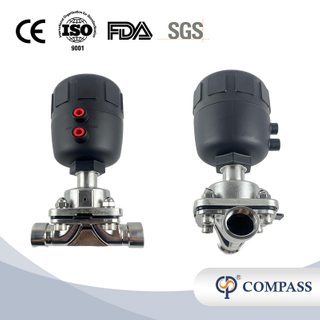 G 1 'SS316L G Válvula de diafragma recta de espesor hembra con cabeza neumática de plástico