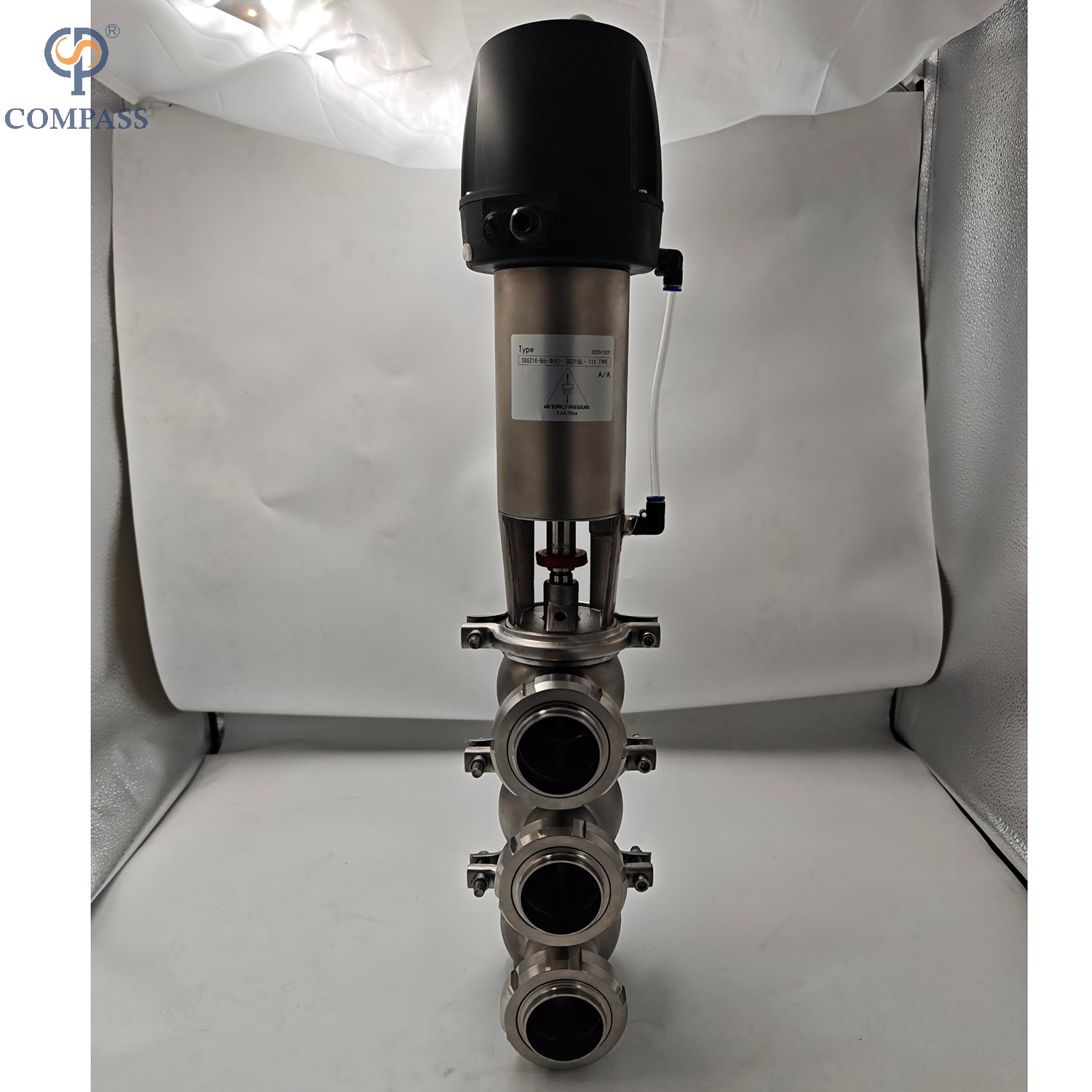 VÁLVULA DESVIADORA DE UNIÓN NEUMÁTICA TIPO SS316L 111 (NC)