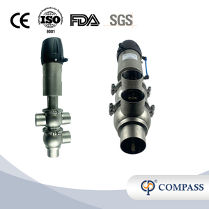VÁLVULA DESVIADORA DE ABRAZADERA NEUMÁTICA MODELO SS304 DIN 21 CON CABEZAL DE CONTROL DE 24V