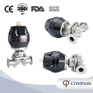 1 pulgada 25,4 mm Higiénico sanitario Hygienic acero inoxidable SS316L SNUMAD SMS Diafragma recto Vavle con neumático de plástico lagre