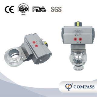 12 pulgadas de 304.8 mm higiénico acero inoxidable de acero inoxidable Grado SS304 Válvula de mariposa tri -clamp neumática con actuador neumático 