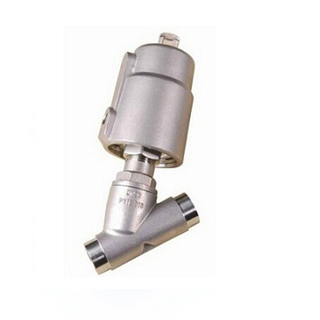 Válvula de asiento de ángulo de soldadura neumática sanitaria de acero inoxidable