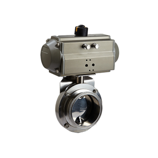 Válvulas de mariposa sanitarias Tri-Clamp con actuador neumático