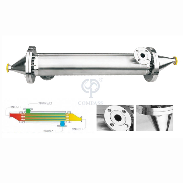 Intercambiador de calor de placa de paso de carcasa única de paso de tubo único SS316L de acero inoxidable sanitario
