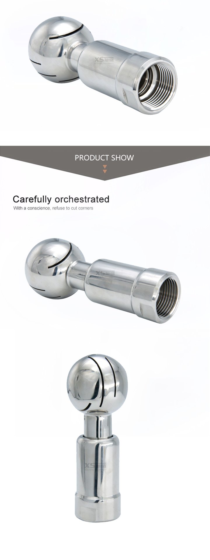 SS304 Saneamiento de acero inoxidable Femenino Hilo Tanque Cip Ball