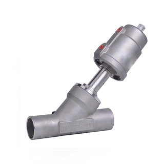 Válvula de asiento de ángulo de soldadura neumática de acero inoxidable sanitario