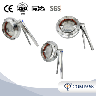 DN25 RD52 × 1/6 Hygienic Hygienic Acero inoxidable Alimento SS304 Válvula de mariposa de soldadura manual de DIN con manija de gripe de acero inoxidable